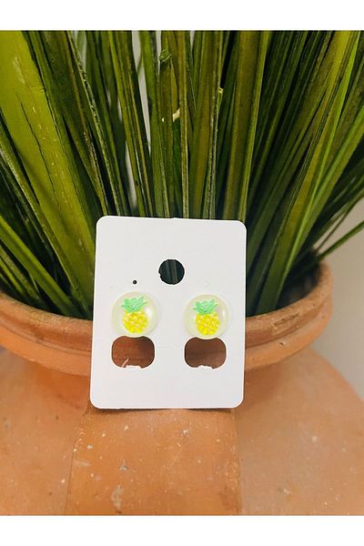 1PARÇAMAVİ Pineapple Pinch Clip Children's Earrings - Non-perforated Earrings