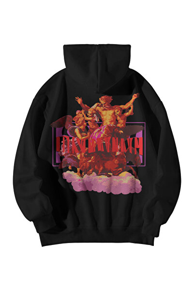 Stadium Unisex Siyah Social Distance Historical God Baskılı Oversize Kapüşonl...