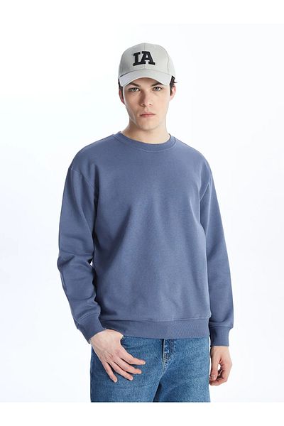 LC Waikiki Lcw Casual Indigo Crew Neck Long Sleeve Men's Sweatshirt