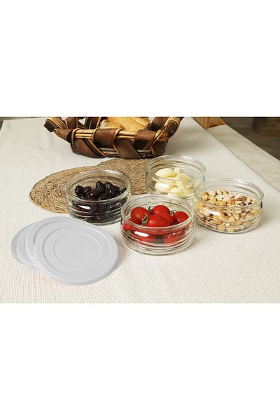 ZURİ DESİGN 12-Piece Premium 410 Cc Glass Storage Set - White Plastic Lid, Breakfast and Airtight