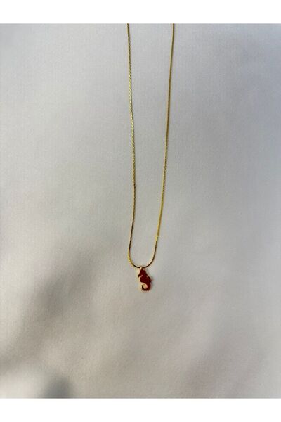 Myra KIRMIZI RENKLİ DENİZ ATI FİGÜRLÜ KIL ZİNCİR KOLYE