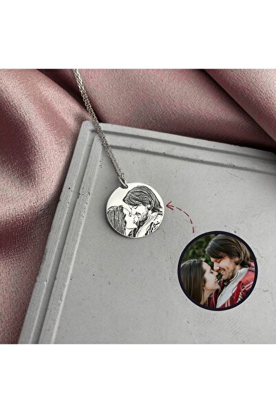 Gofinery Fotoğraf baskılı kişiye özel resimli lazer işlemeli 925 ayar gümüş k...