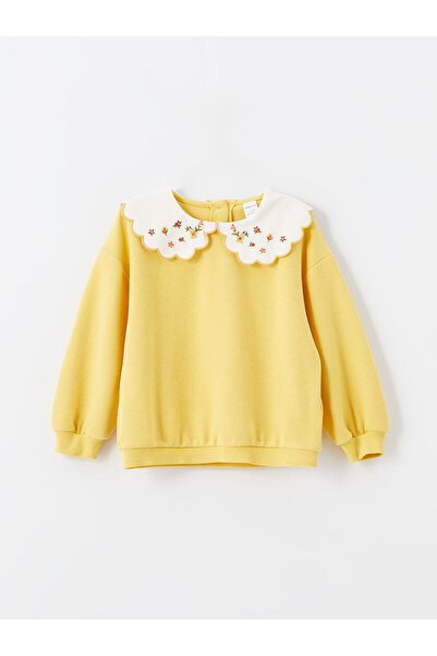 LC Waikiki LCW Bebe Yaka Nakışlı Kız Bebek Sweatshirt