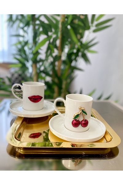 Sillage Home 2-Person Coffee Cup Set, Figured Coffee Cup Set