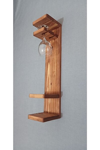 Galeriist Ahşap Şaraplık, 1 Şişe 2 Kadeh Bölmeli Ahşap Şaraplık Kadehlik Mini...