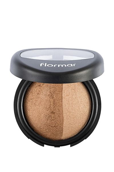Flormar Two-Color Intense Pigmented Shimmering Powder (GOLD AND COPPER)-baked Powder-0023 Dual Gold-8690604131235