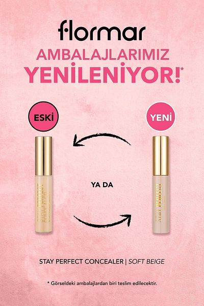 Flormar Natural Finish Concealer (COOL BOTTON) - Stay Perfect Concealer - 003 Soft Beige -8682536037136
