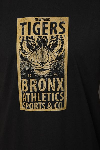 DK DAKSEL Μαύρο χρώμα Basic New York Tigers εμπριμέ ανδρικό μπλουζάκι Dks4234