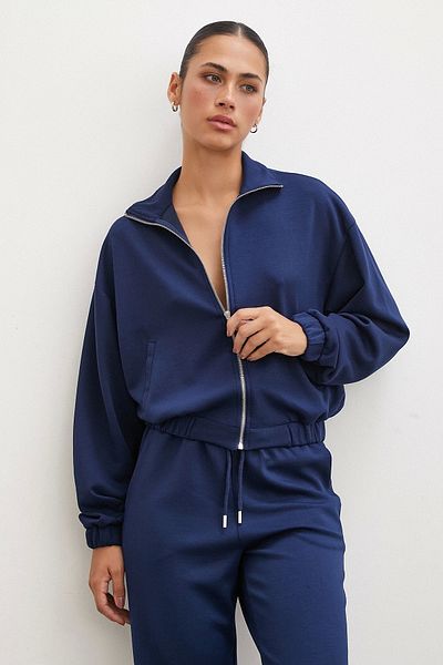 Never more Navy Blue Zippered Sweatshirt