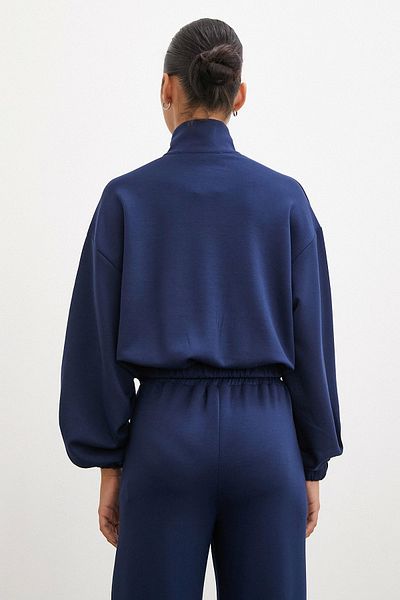 Never more Navy Blue Zippered Sweatshirt