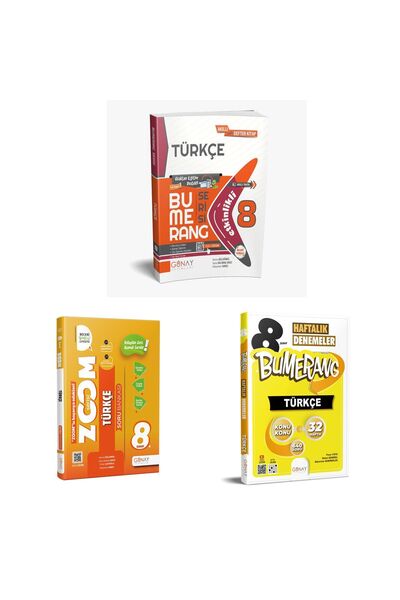 Günay Yayıncılık 8. Sınıf Türkçe Bumerang Konu Anlatımlı, Zoom Soru Bankası v...