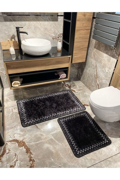 Brillant Zigzag Desenli 2 li Banyo Paspas (60x100 - 60x50)