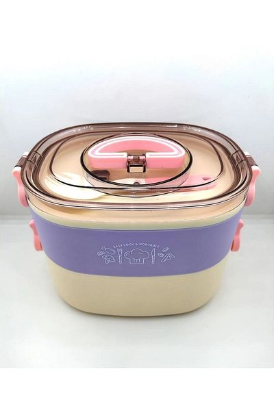 Vagonlife Bl50251 Lilac Double Layer Steel Lunch Box