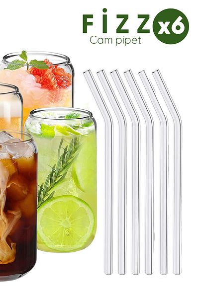 Fhilli Fizz - Set of 6 Borosilicate Glass Straws