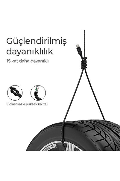 woyax By Deji Örgülü Iphone Şarj Kablosu 11 12 13 14 Pro Plus Max 6 7 8 X Xs Type-c To Lightning 120cm