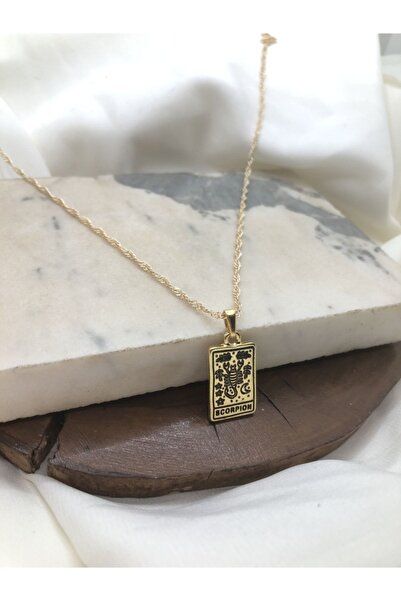 Claritas Takı Kadın Altın Kaplama Dikdörtgen Akrep (scorpion) Burcu Kolye