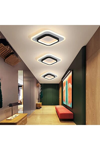 CATLUZ Akrilikli Kare Kumandalı Dimli 3 Işık Renkli 24x24cm Led Tavan Lambası, Modern Avize