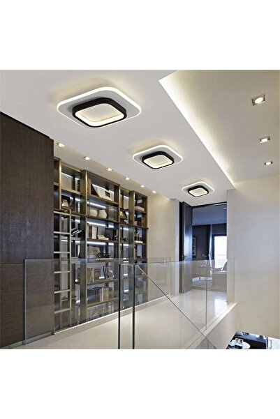 CATLUZ Akrilikli Kare Kumandalı Dimli 3 Işık Renkli 24x24cm Led Tavan Lambası, Modern Avize