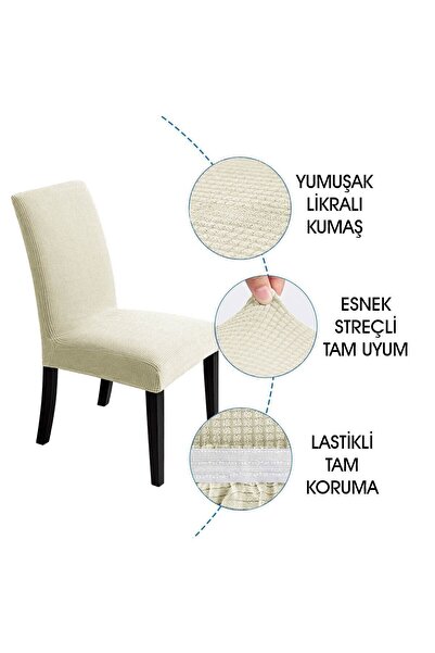Faiend Sandalye Kılıfı Yıkanabilir Likralı Esnek Lastikli Sandalye Örtü