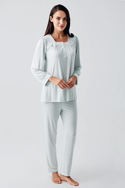 Artış Flexible Viscous Lace Long Sleeve Pajama Set