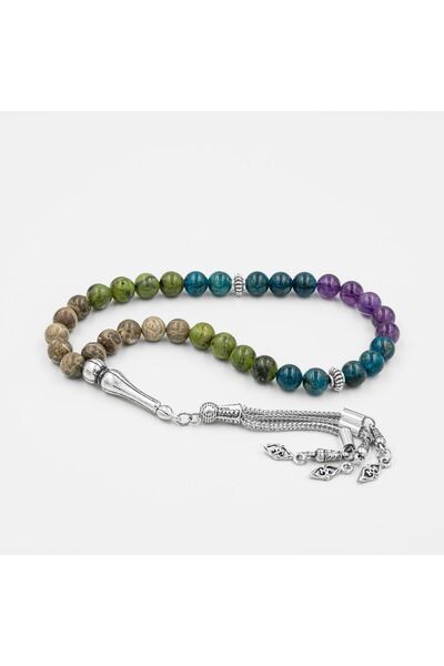 OSMANLI DOĞAL TAŞ Akrep Burcu Tesbih Ametist, Fosil Mercan, Mavi Apatit, Yeşim