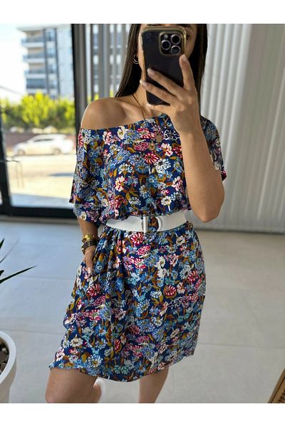 caddstore Rochie de produs Indigo cu modele florale
