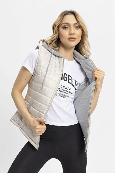 citycenterfashion Βαμβακερό χτενισμένο γιλέκο με κουκούλα - Γυναικείο cty-şim- 245012