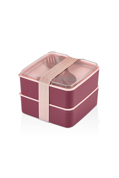 Kitchen Life 2 Layer Square Lunch Box - Food Container - Storage Set - Lunch Box