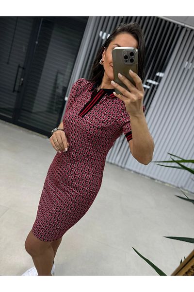 caddstore Polo Neck Jacquard Pencil Dress