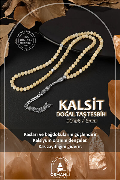 OSMANLI DOĞAL TAŞ مسبحة من الحجر الطبيعي الكالسيت 6 ملم - 99 قطعة