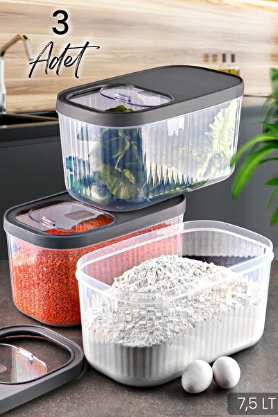 Kitchen Life Recipient de depozitare cu dungi de 7,5 lt, 3 bucăți, dimensiune...