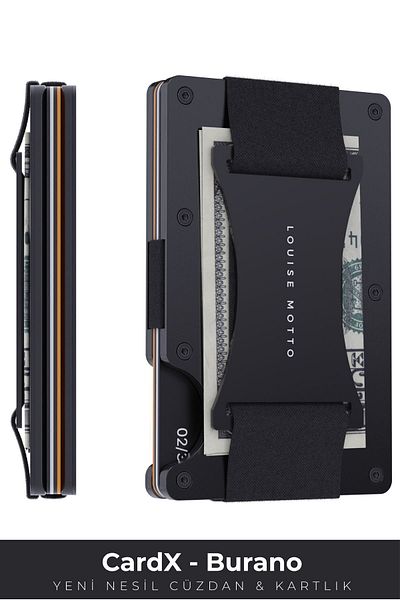Louise Motto Cardx Burano Strap Νέας γενιάς Μινιμαλιστικό Πορτοφόλι και Θήκη Κάρτας - Premium Υλικό, με Προστασία RFID (ΜΑΥΡΟ)