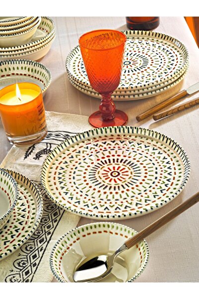 Kitchen Life 12 Parça 4 Kişilik Zen Mandalası Porselen Yemek Takımı  - New Bo...
