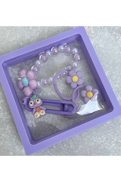 Selen Aksesuar Set brățară și închizătoare pentru copii cu figurine placate cu mine în cutie pătrată
