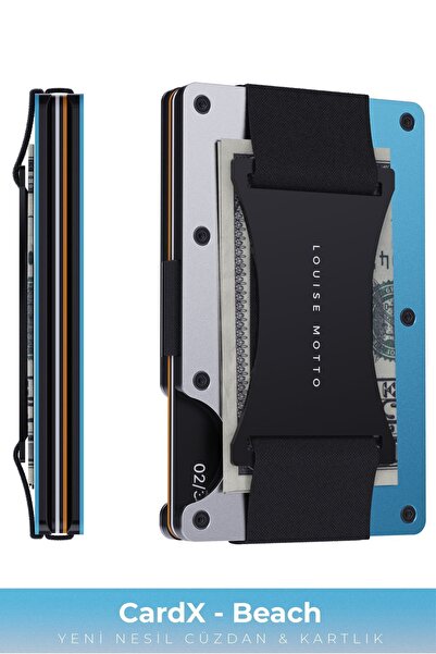Louise Motto Cardx - Beach Strap - Yeni Nesil Minimalist Metal Cüzdan, Kartlı...