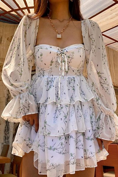 CIQULATA Φόρεμα Princess Layered Λευκό