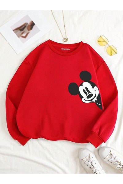 BENROMA Unisex Kids Sweatshirt - Striped, Movie Character Printed, Crew Neck