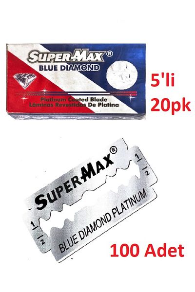 SÜPERMAX Blue Diamond 5x20 Color Card Barber Full Shaving Razor Double Edge Double Edge
