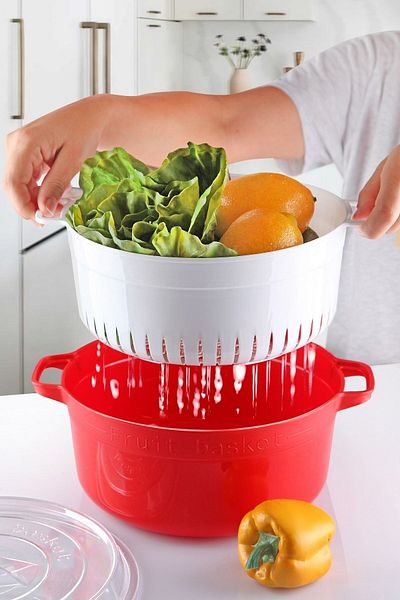 NESS HOME Mega Size 5 Liter Pot Model with Strainer Fruit Vegetable and Salad Storage Container