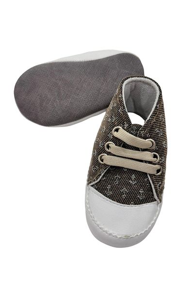 Esterella Anchor Patterned Lace up Soft Moccasin Sole First Step Shoes for Baby
