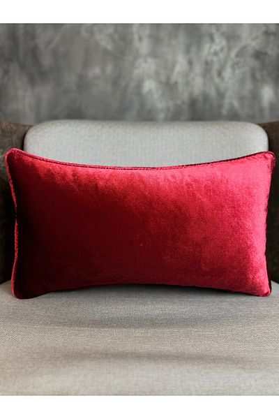 Fabricland Exclusive Imported Atlas Red Color Throw Pillow Cover 50x30 Cm