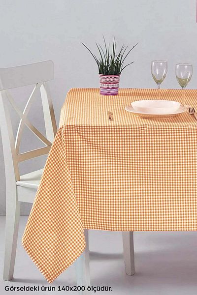 Rivaİstanbul Pânză de masă portocalie Gingham - Pânză de masă și picnic
