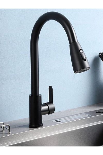 YUEN Black Spiral Stainless Steel - Kitchen and Sink Faucet 360 Degree Rotatable Body