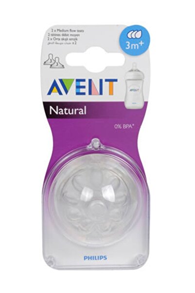 AVENT حلمة زجاجة طبيعية 3 فتحات 3M 2 قطعة