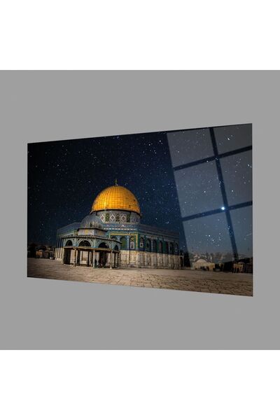 Exela Kudüs Kubbet’üs Sahra Dini Cam Tablo 4mm Dayanıklı Temperli Cam