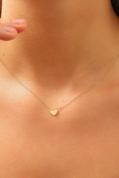 MOOM MÜCEVHERAT 14 Ayar Altın Kolye Minimal Kalpli Altın Kolye