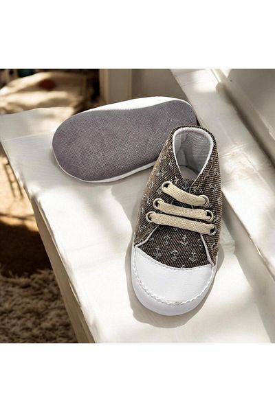 Esterella Anchor Patterned Lace up Soft Moccasin Sole First Step Shoes for Baby