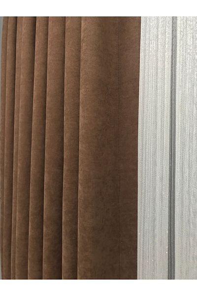 Erdoğanlar Koza Brown Rustic Background - Honeycomb Velvet, 1/3 Close Pleated Island Background