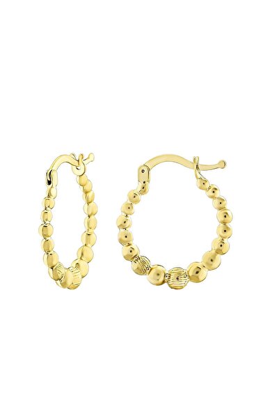 MOOM MÜCEVHERAT Kadın 14 Ayar Altın Küpe Minimalist Dorika Modern Halka Altın...