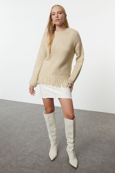 Trendyol Collection Pulover din tricotaje cu textura moale cu detaliu ciucuri - TWOAW25KZ00063